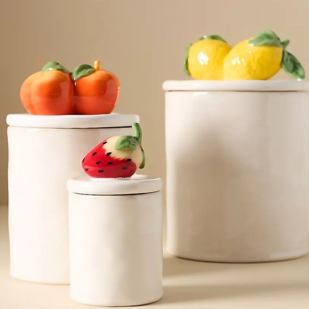 Anthropologie Fruta Lemon Large Stoneware Canister